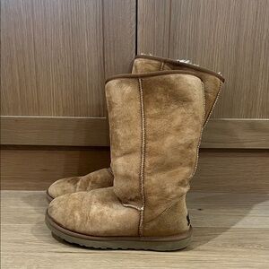 UGG Chestnut Suede Mid-Calf Shearling Boots